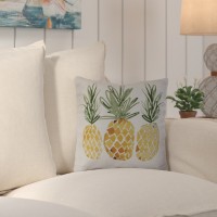 Beachcrest Home Thirlby 3 Pineapples Outdoor Throw Pillow BCMH1049